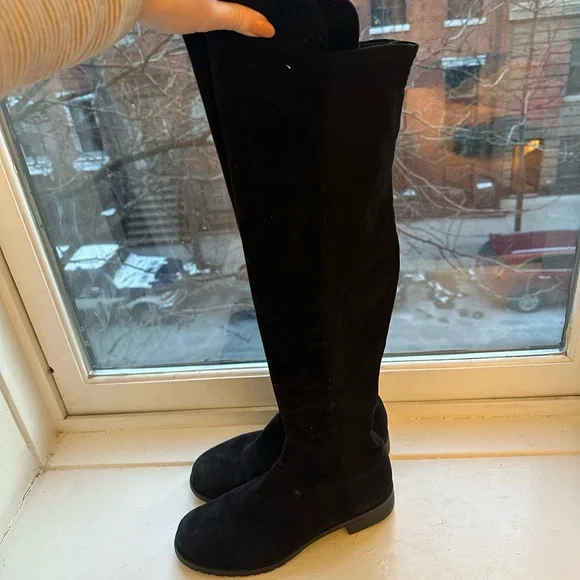 Stuart Weitzman Over the Knee Black Suede Boots, Size 7 (MSRP $795) - Picture 2 of 4